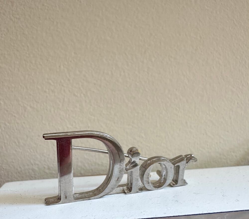 Vintage Dior Staff Brooch Silver Tone Logo Pin Employee Brooch